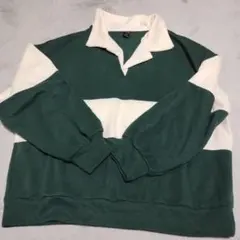 dazy 長袖ポロシャツ Mサイズ 緑と白