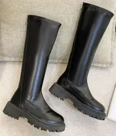 ブラックロングブーツ 22.5