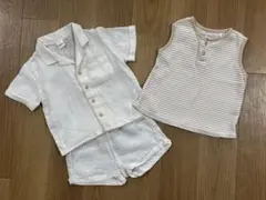 3枚‼️H&M セットアップ オフホワイト タンクトップ ベージュ 70〜80
