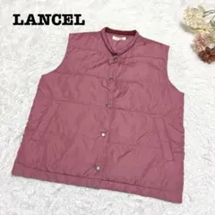 s.2475【ランセル】ダウン ベスト シンプル 薄手 ピンク ボタン ポケット