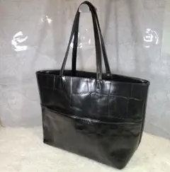 【希少】aniary アニアリ クロコ 型押し レザー トートバッグ ブラック aniary（アニアリ） 最大50%☆1/25限定 正規取扱店 トートバッグ