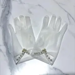 ウェディンググローブ　結婚式　グローブ　ショート　パール