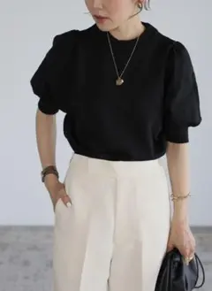 新品★bonjoursagan 女性らしいフェミニン　パフスリーブニットトップス