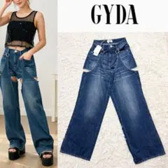 GYDA ハイウエストレイヤードデザイン2WAYデニムパンツ