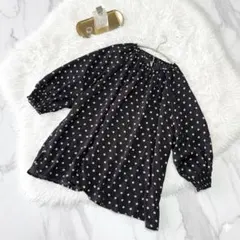 アメリカンホリック ドット柄ブラウス L 黒 とろみ素材 パールボタン