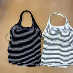 ボーダー ホルターネック タンクトップ 2枚セット