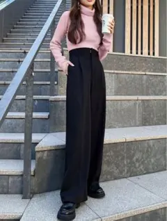 GRL センタープレスワイドタックロングパンツ　gm615 Lサイズ