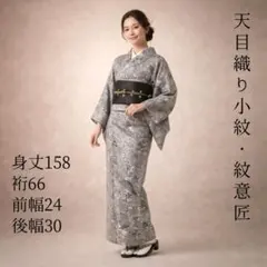 天目織 小紋 紋意匠 薬墨染 ベージュ 茶色 染め織りほていや - メルカリ