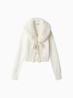 最終値下げ　新品未使用タグ付き　リリーブラウン　ファーティペット付きカーディガン