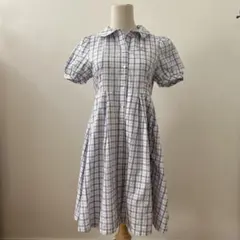 メゾピアノジュニア　チェックワンピース　半袖　L 爽やか