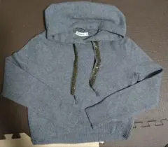 ザラニット　ラインストーンストレッチショート丈ニットパーカー　可愛い