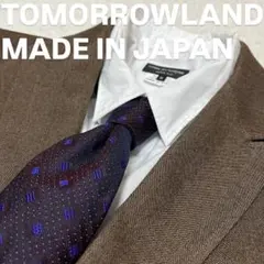 日本製TOMORROWLAND 幾何学模様 シルクネクタイ　ブラウン　パープル