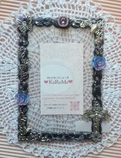 A6サイズ トレカケース 黒 紫 推し活 ホイップデコ 硬質ケース 十字架 蝶