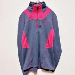 極美品 ザノースフェイス ハーフジップ 長袖 【S】 桃 紺 濃紺 ポリエステル