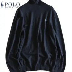 【POLO RALPH LAUREN】ハイネックニット　セーター　紺　M★