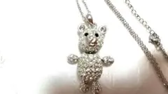 スワロフスキー 使用 BIG テディベア ベア くま ステンレス ネックレス