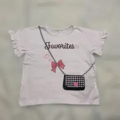 Tシャツ　女の子　袖フリル　白T デザインT 130cm