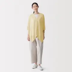 【ほつれあり未使用】無印良品 ＵＶカット強燃コットンボレロ ボタン付き イエロー