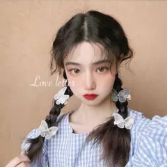 No.405B バタフライレースヘアクリップヘアピン4点set 韓国 量産型地雷