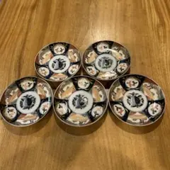 有田焼　大正期　伊万里焼　古伊万里　金彩　松亀　色絵　中皿　五枚