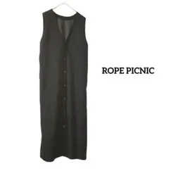 ROPE PICNIC Vネックロングジレ　ジャンパースカート　ブラック　38