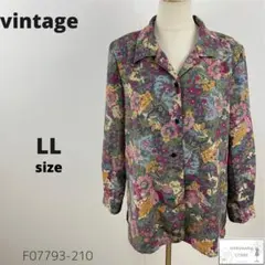 訳あり ヴィンテージ トップス ブラウス シャツ 昭和レトロ 花柄 LL