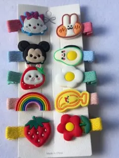 新品　キャラクター付きヘアピン10個セット