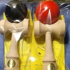 国産手仕事 木製みんなのけん玉 2本セット 黒赤 競技用サイズ