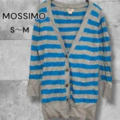 MOSSIMO ブルーボーダー柄 ニット ロングカーディガン S モッシモのサムネイル