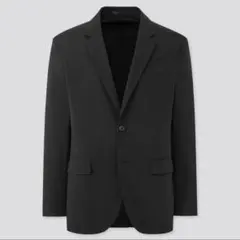 美品 ユニクロ 感動ジャケット（コットンライク・袖丈着丈標準) ブラック M