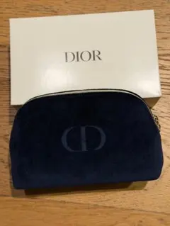 未使用・Dior ネイビー ベルベット ポーチ