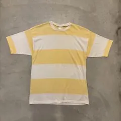 80s ボーダーTシャツ シングルステッチ USA古着 アメカジ 黄色 希少