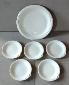 未使用◆たち吉洋食器セット 大皿1・小皿5枚 白 金縁RICHFIELD