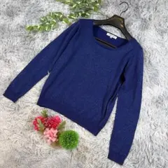 ✨INDIVI✨サイズ38(M) ラメ入り 長袖ニット ネイビーのサムネイル