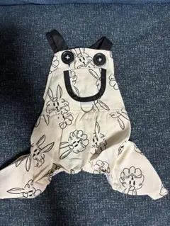 강아지 옷 오버롤 토끼 패턴 아이보리 M