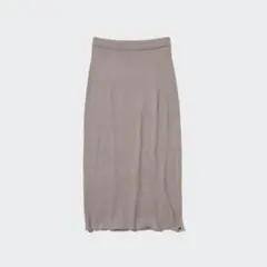 UNIQLO スフレヤーンリブロングスカート M 32BEIGE