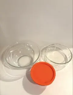 iwaki 耐熱ガラス ボウル＆保存容器セット オレンジ蓋付きのサムネイル