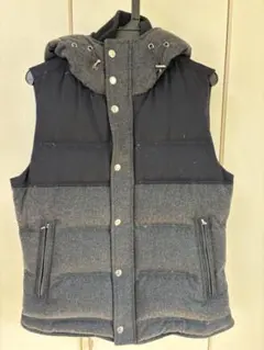 トゥモローランド　BLUE WORK フード付きダウンベスト グレー/ネイビー