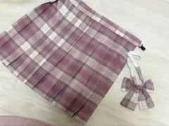 韓国　ピンク　可愛い　制服　スカート&リボン