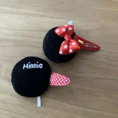 ミニーマウス 耳型ヘアクリップ