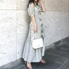 SNIDEL フリルオーバーワンピース　ロングワンピース 半袖