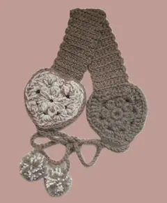 イヤーマフ ブラウン系ぽんぽん付き