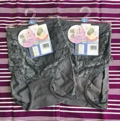 【新品タグ付き】レディース ショーツ 下着 チャコールグレー L 綿混 2点