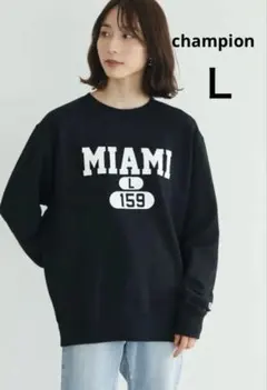 CHAMPION /黒 /トレーナー スウェット L / ロゴプリント