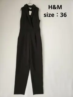 【タグ付】H&M ジャンプスーツ　オールインワン　ブラック　ノースリーブ