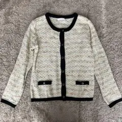 ノーカラーカーディガン