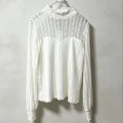 Heather ヘザー　ハイネックレースブラウス　オフホワイト