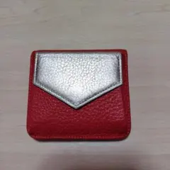 vifj レザー二つ折り財布 赤/シルバー - メルカリ