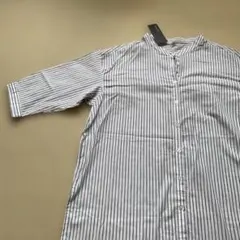 ストライプ柄 バンドカラー シャツ　新品
