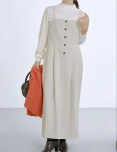 cohina フロントボタンIラインジャンパースカートregular